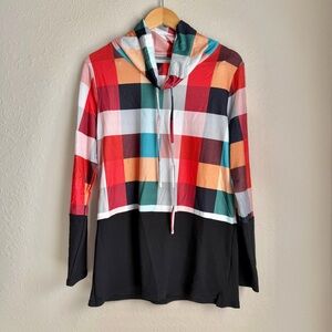 NWT Cowl Neck Color-block Long Sleeve Top Sz S, M, L, 2XL